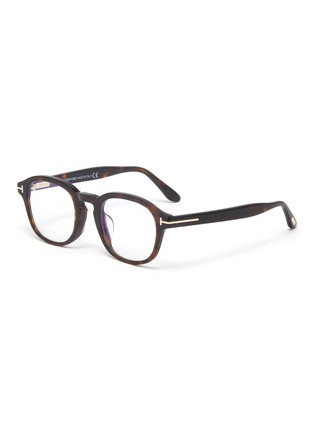 Main View - Click To Enlarge - TOM FORD - Blue light filter square tortoiseshell effect acetate frame optical glasses