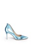 Main View - Click To Enlarge - GIANVITO ROSSI - Satin trim metallic leather pumps
