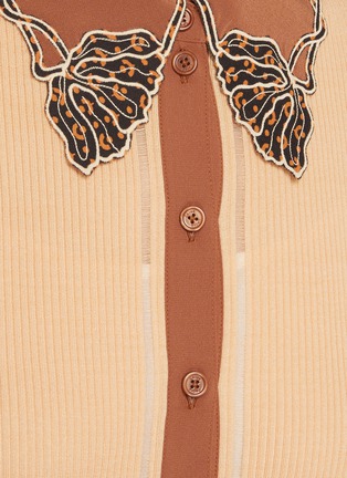  - CHLOÉ - Silk Trimmed Collar Contrast Accent Cardigan