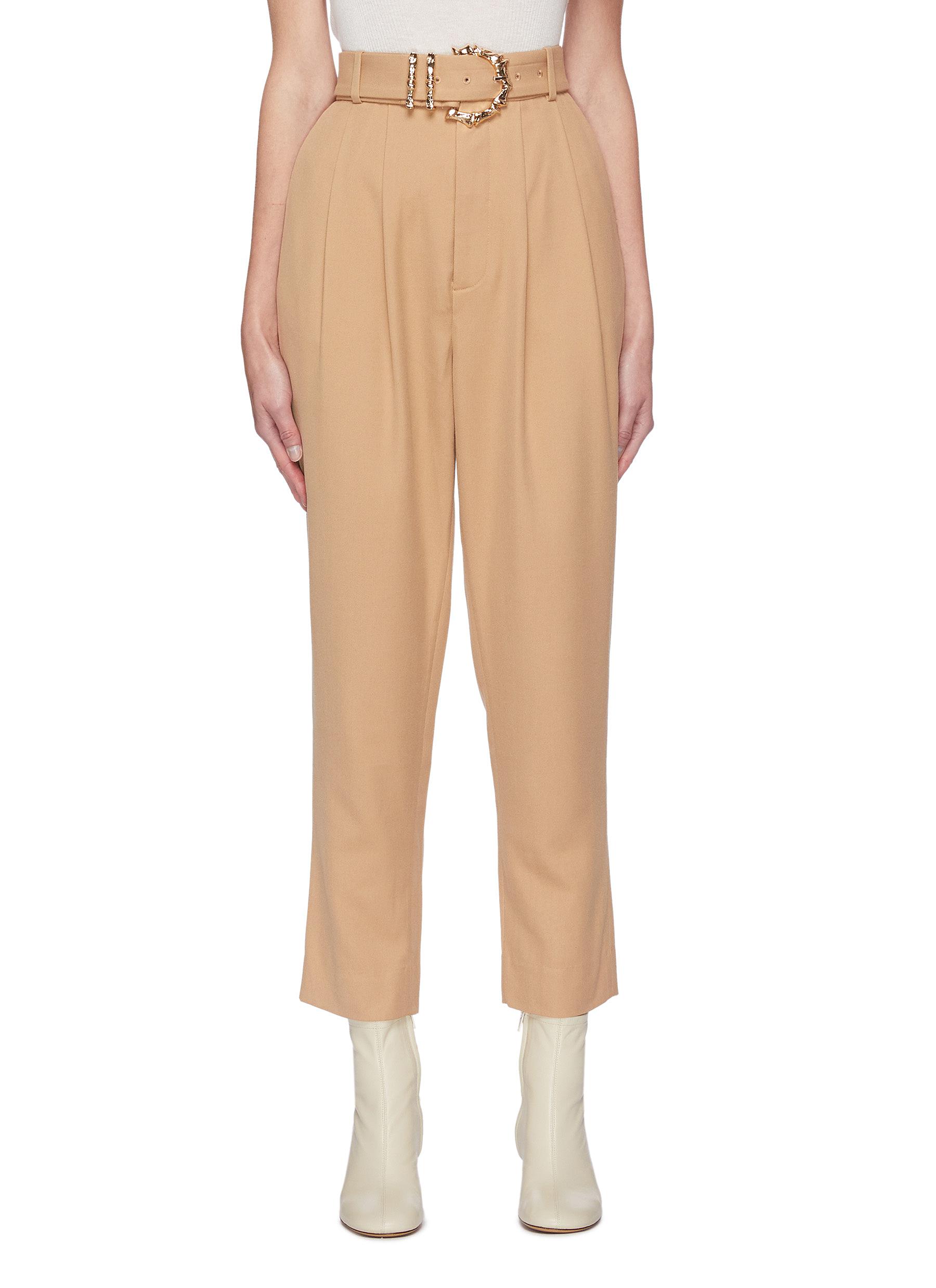 Acler Albany' Belted Front Pleat Crop Pants In Brown
