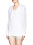 Front View - Click To Enlarge - TORY BURCH - 'Boyfriend Simone' mesh back cardigan