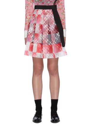 Main View - Click To Enlarge - MARCHEN - Checkered floral print panelled mini skirt