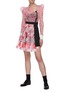 Figure View - Click To Enlarge - MARCHEN - Checkered floral print panelled mini skirt