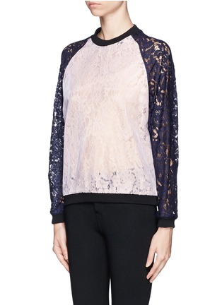 Front View - Click To Enlarge - MSGM - Colourblock lace sweatshirt