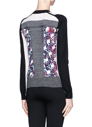 Back View - Click To Enlarge - PETER PILOTTO - Colourblock orchid print wool-silk pullover