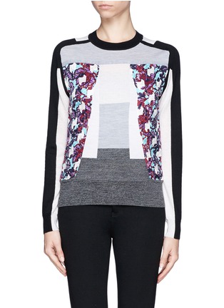 Main View - Click To Enlarge - PETER PILOTTO - Colourblock orchid print wool-silk pullover