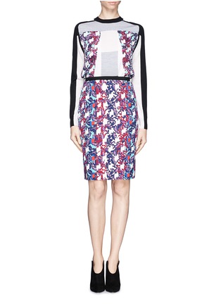 Figure View - Click To Enlarge - PETER PILOTTO - Colourblock orchid print wool-silk pullover