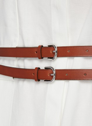 Detail View - Click To Enlarge - GABRIELA HEARST - 'Lewis' Double Belt Linen Midi Shirt Dress