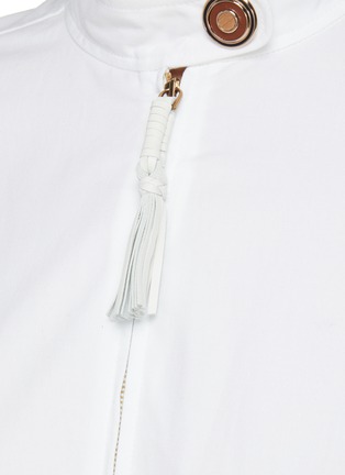 Detail View - Click To Enlarge - GABRIELA HEARST - 'Signess' Puffed Sleeve Buttoned Collar Zip-up Shirt Dress
