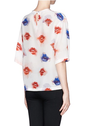 Back View - Click To Enlarge - MSGM - Lipstick print silk top