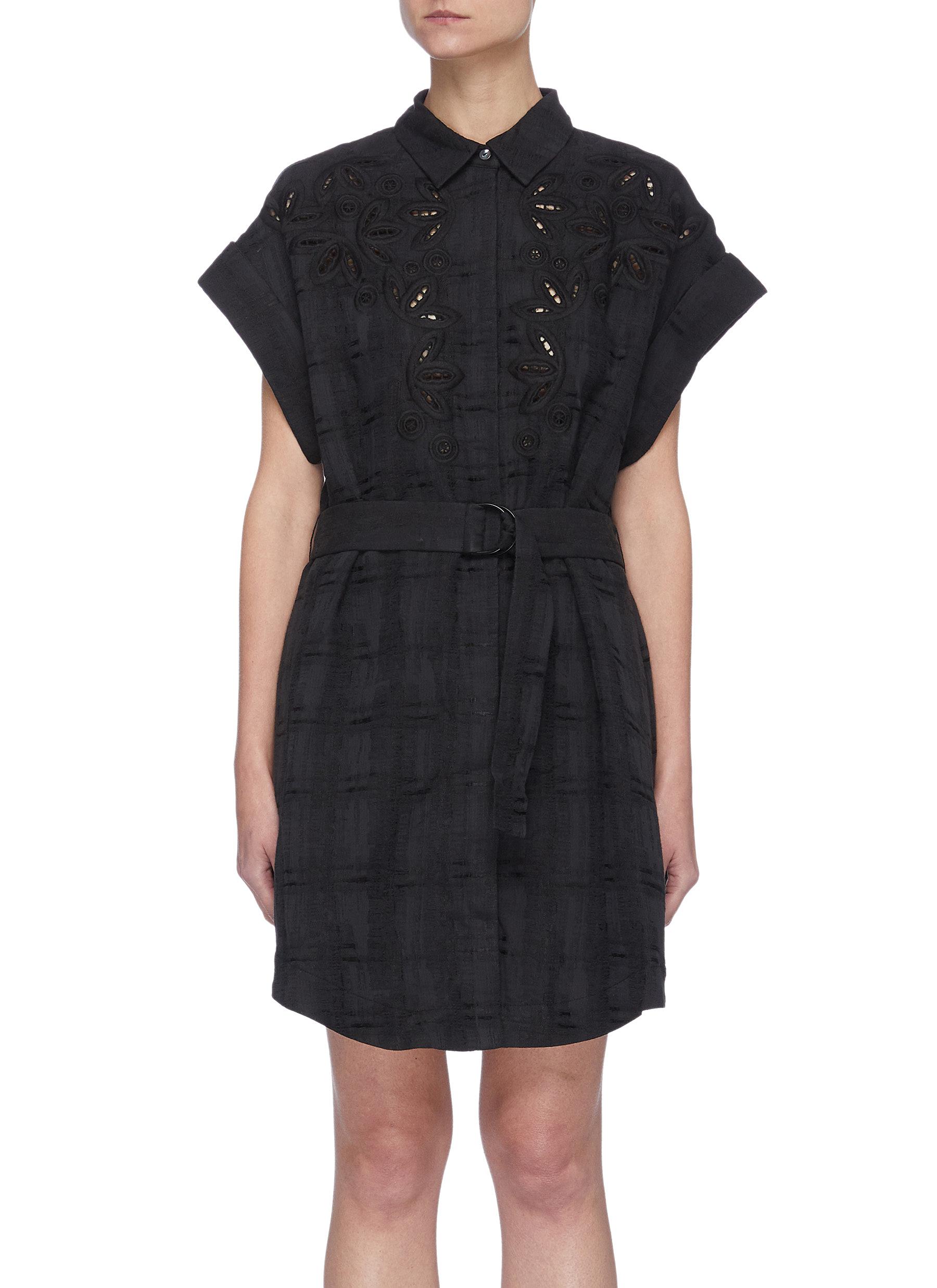 ACLER 'SIERRA' BELTED FLORAL LACE DETAIL SHIRT DRESS
