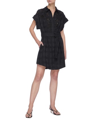 Figure View - Click To Enlarge - ACLER - 'Sierra' Belted Floral Lace Detail Shirt Dress