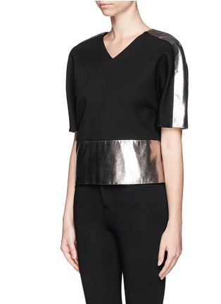 Front View - Click To Enlarge - MSGM - Metallic insert crop top