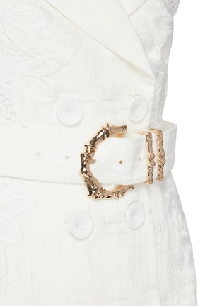 Detail View - Click To Enlarge - ACLER - 'Sierra' Belted Puffed Sleeve Floral Lace Mini Dress