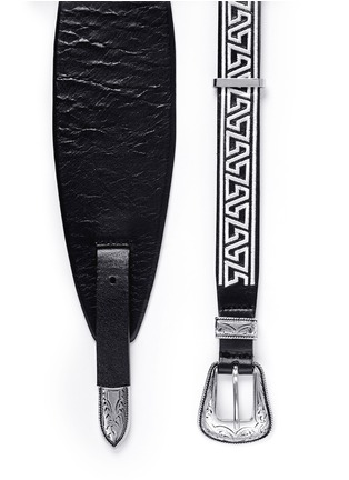 Detail View - Click To Enlarge - TOGA ARCHIVES - Tribal embroidery double buckle leather belt