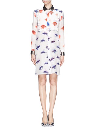 Main View - Click To Enlarge - MSGM - Watercolour eyelash print shirt dress