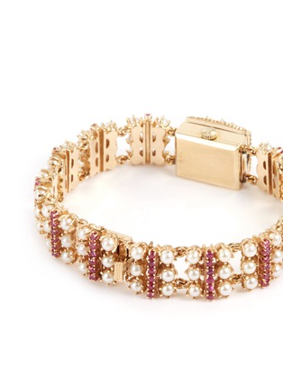  - LANE CRAWFORD VINTAGE WATCHES - Tiffany & Co. Ruby Pearl 14k Gold Bracelet Watch