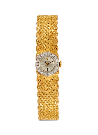 Main View - Click To Enlarge - LANE CRAWFORD VINTAGE WATCHES - Rolex Diamond 14k Gold Disk Bracelet Watch