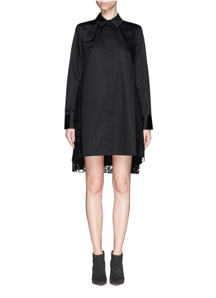 Main View - Click To Enlarge - THAKOON - Hidden lace button down shirt dress