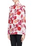 Front View - Click To Enlarge - MSGM - Makeup rose print silk shirt