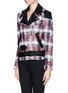 Front View - Click To Enlarge - MSGM - Plaid weave biker jacket