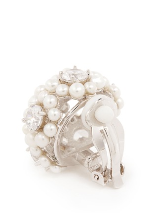 Detail View - Click To Enlarge - CZ BY KENNETH JAY LANE - Cubic zirconia and faux pearl clip-on earrings