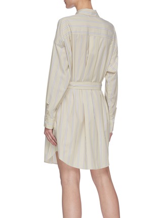 Back View - Click To Enlarge - 3.1 PHILLIP LIM - Belted Drop Shoulder Stripe Shirt Dress