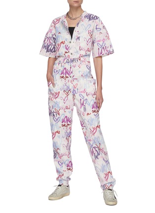 Figure View - Click To Enlarge - ISABEL MARANT - 'Etundra' graffiti print belted jumpsuit