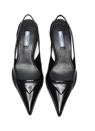 Detail View - Click To Enlarge - PRADA - Comma Heel Rubber Shell Sole Slingback Pumps