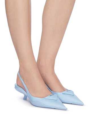 Figure View - Click To Enlarge - PRADA - Rubber Shell Outsole Comma Heel Slingback Pumps