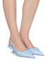 Figure View - Click To Enlarge - PRADA - Rubber Shell Outsole Comma Heel Slingback Pumps