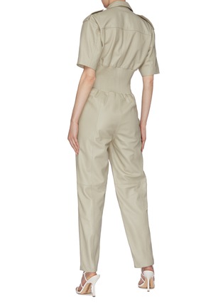 Back View - Click To Enlarge - REMAIN - 'Marianne' Pleated Side Panel Leather Jumpsuit