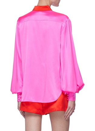 Back View - Click To Enlarge - ALEX PERRY - 'Sutton' Balloon Sleeve Contrast Collar Satin Shirt