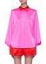 Main View - Click To Enlarge - ALEX PERRY - 'Sutton' Balloon Sleeve Contrast Collar Satin Shirt