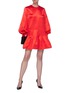 Figure View - Click To Enlarge - ALEX PERRY - 'Carrigan' Balloon Sleeve Ruffle Hem Satin Mini Dress