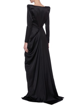 Back View - Click To Enlarge - ALEX PERRY - 'Bentley' V-neck Drape Satin Gown