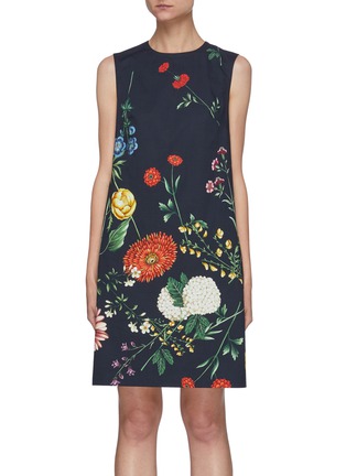 Main View - Click To Enlarge - OSCAR DE LA RENTA - Floral print sleeveless dress
