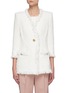 Main View - Click To Enlarge - OSCAR DE LA RENTA - Frayed Tassel Trim Single-breast Tweed Jacket