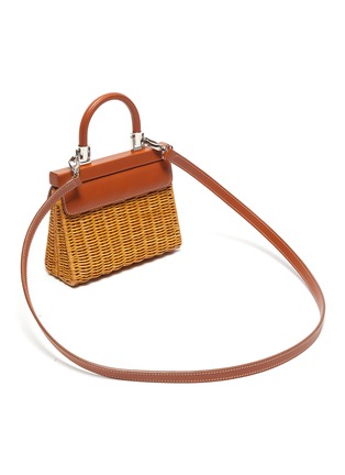 Detail View - Click To Enlarge - RODO - Small Paris' leather detail wicker bag