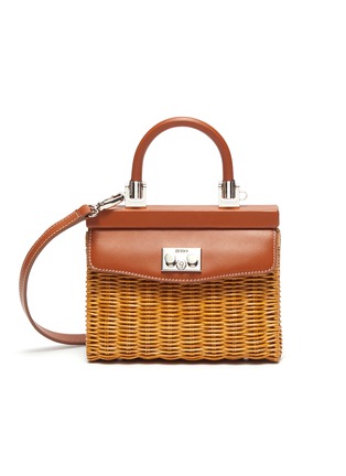 Main View - Click To Enlarge - RODO - Small Paris' leather detail wicker bag