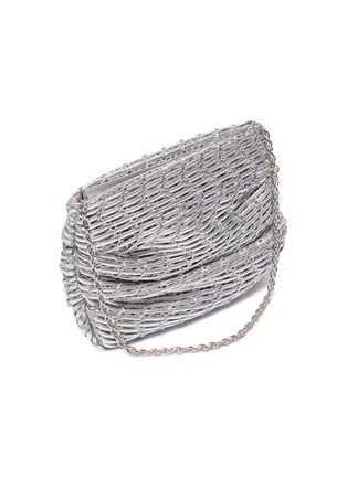 Detail View - Click To Enlarge - RODO - Abby' soft ruched woven lamé leather clutch