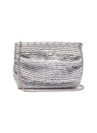 Main View - Click To Enlarge - RODO - Abby' soft ruched woven lamé leather clutch