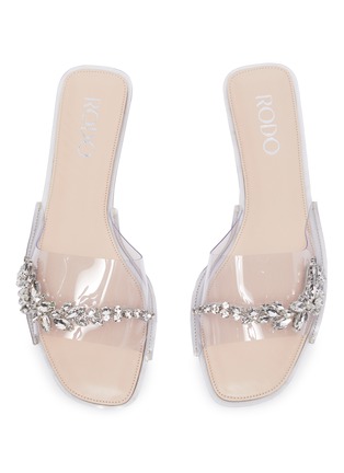 Detail View - Click To Enlarge - RODO - Crystal embellished plexi slide sandals
