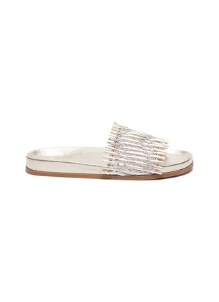 Main View - Click To Enlarge - RODO - Mesh detail woven leather slides