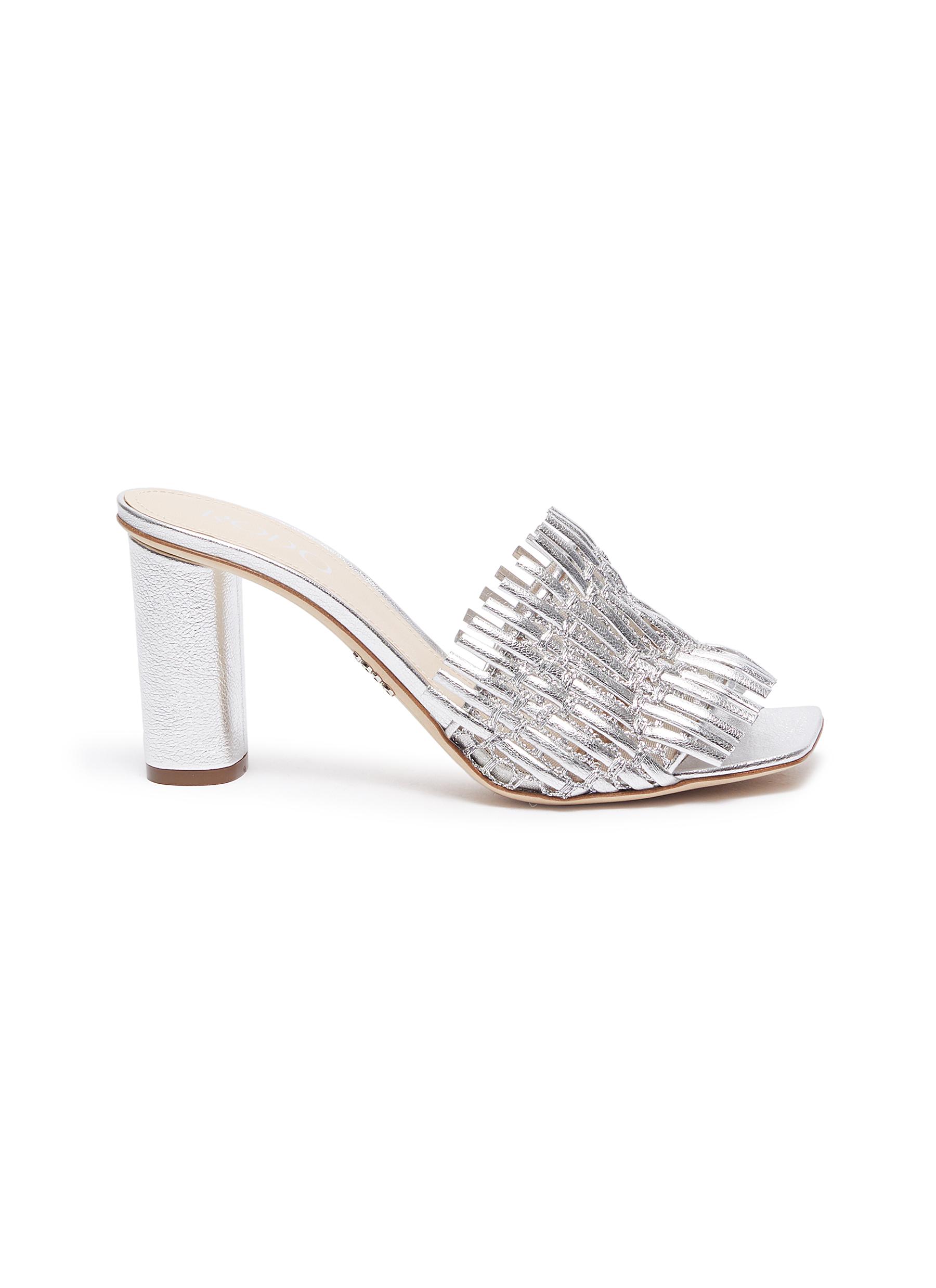 Rodo Mesh Detail Woven Leather Heeled Mules Women Lane Crawford