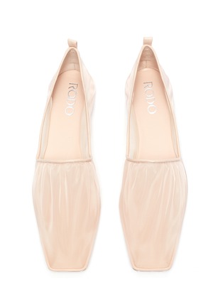 Detail View - Click To Enlarge - RODO - Ruched mesh  ballerina flats