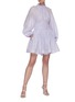 Figure View - Click To Enlarge - ZIMMERMANN - 'Luminous' Open Back Frill Collar Blouson Sleeve Linen Silk Blend Mini Dress