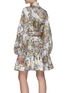 Back View - Click To Enlarge - ZIMMERMANN - Lantern Sleeve Graphic Print Silk Twill Mini Dress