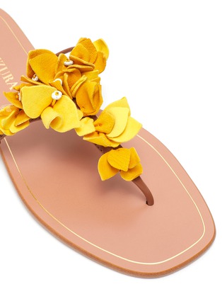 Detail View - Click To Enlarge - AQUAZZURA -  ''Bougainvillea' Floral Appliqué Leather Thong Sandals