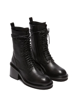 Detail View - Click To Enlarge - ANN DEMEULEMEESTER - Block heel leather combat boots